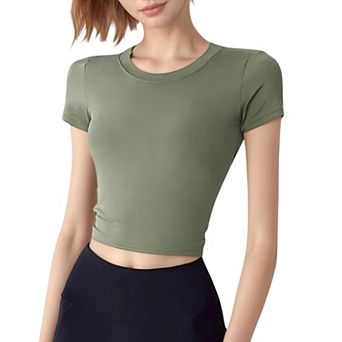 Women's Short Sleeve Open Back Crop Top with Twist Detail and Fitted Silhouette