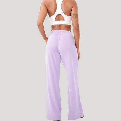 Women's High Waist Wide Leg Athletic Pants with Side Pockets and Elastic Waistband
