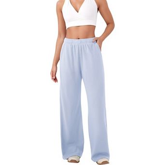 Women's High Waist Wide Leg Athletic Pants with Side Pockets and Elastic Waistband