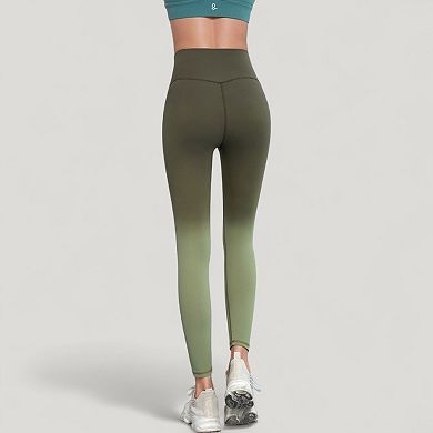Women's High Waist Ombre Gradient Seamless Leggings with Wide Waistband
