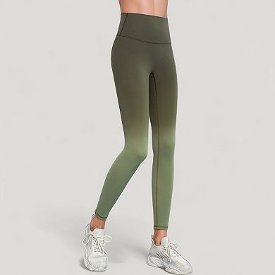 Women's High Waist Ombre Gradient Seamless Leggings with Wide Waistband