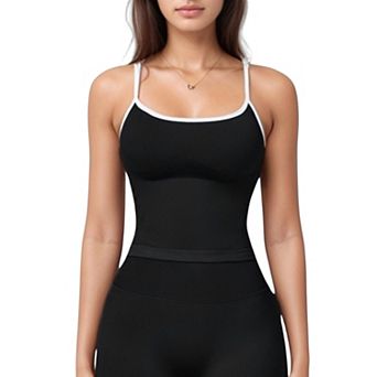 Women's Seamless Activewear Tank Top with Adjustable Spaghetti Straps and Fitted Contour Design