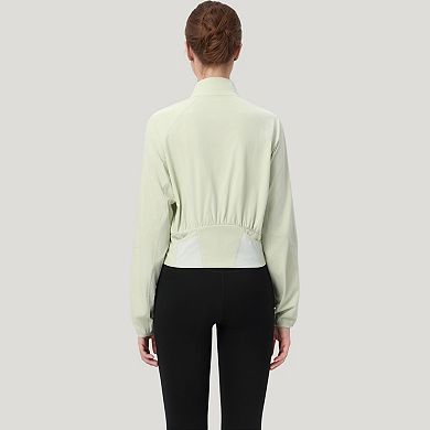 Women's Lightweight Zip Up Active Jacket with Stand Collar and Slim Fit