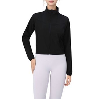 Women's Lightweight Zip Up Active Jacket with Stand Collar and Slim Fit