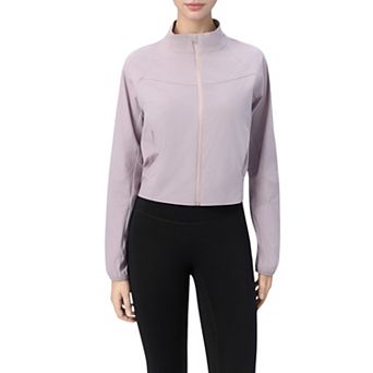 Women's Lightweight Zip Up Active Jacket with Stand Collar and Slim Fit