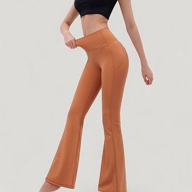 Women's High Waist Flare Yoga Pants with Seam Detailing