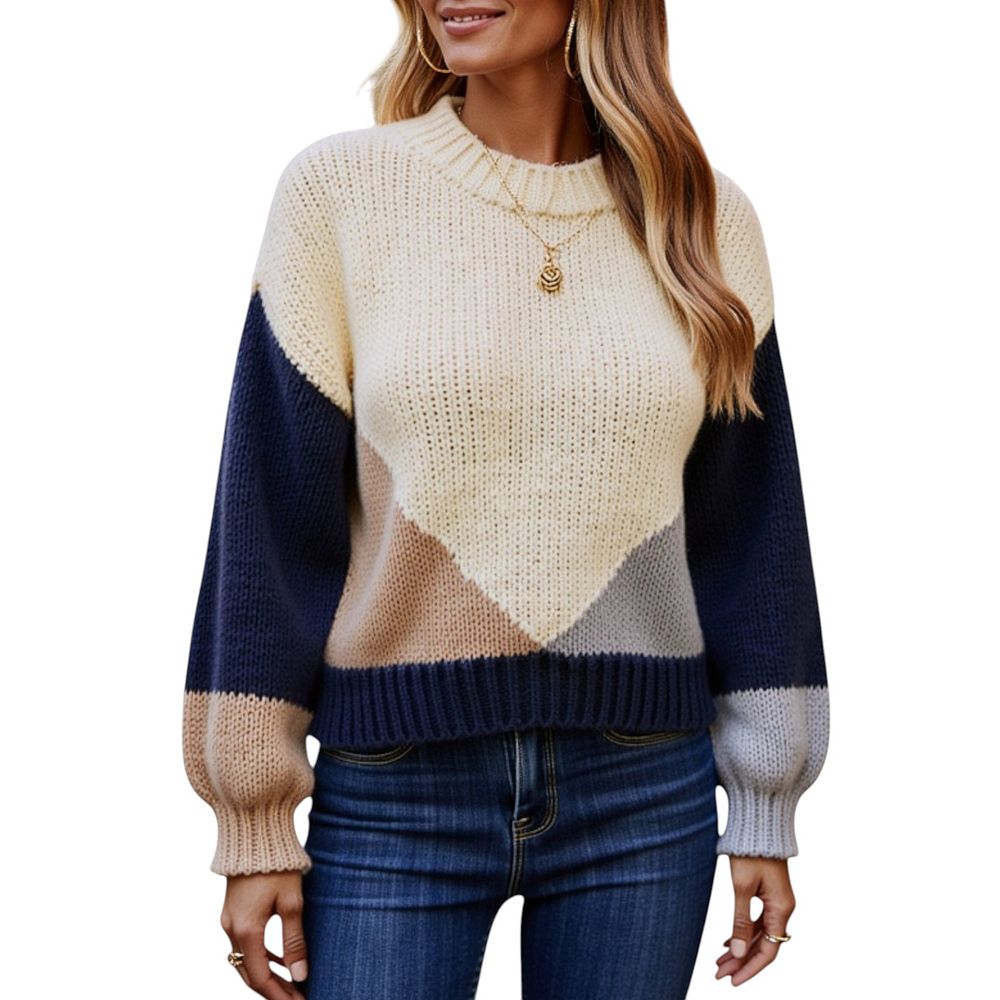Multicolor Color Block Textured Sweater