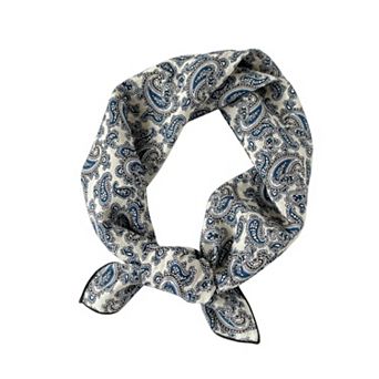 Women's Cotton Square Scarf with Floral and Paisley Print for Neck Hair and Handbag Styling