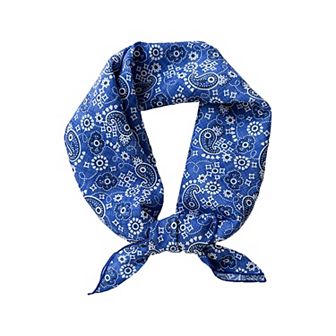 Women's Cotton Square Scarf with Floral and Paisley Print for Neck Hair and Handbag Styling