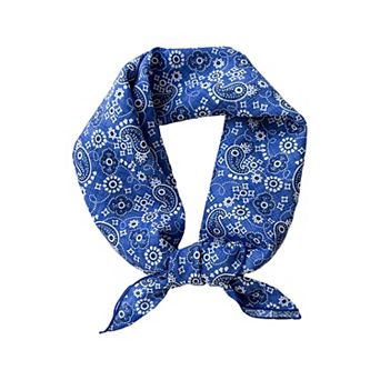 Women's Cotton Square Scarf with Floral and Paisley Print for Neck Hair and Handbag Styling