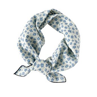 Women's Cotton Square Scarf with Floral and Paisley Print for Neck Hair and Handbag Styling