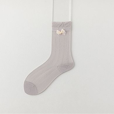 Women's 6pk Breathable Sheer Ankle Socks with Bow Accent