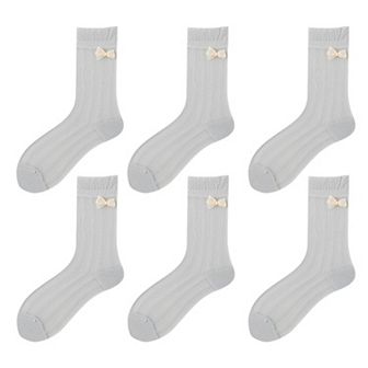 Women's 6 pk Breathable Sheer Ankle Socks with Bow Accent