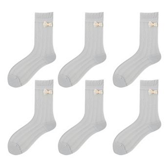Women's 6 pk Breathable Sheer Ankle Socks with Bow Accent