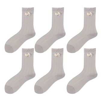 Women's 6 pk Breathable Sheer Ankle Socks with Bow Accent