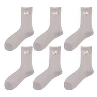 Women's 6 pk Breathable Sheer Ankle Socks with Bow Accent