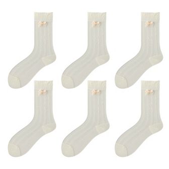 Women's 6 pk Breathable Sheer Ankle Socks with Bow Accent