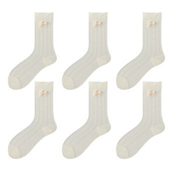 Women's 6 pk Breathable Sheer Ankle Socks with Bow Accent