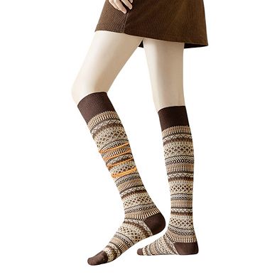 Women's 3-Pair Pack Knee-High Warm Socks with Vintage Stripe Design
