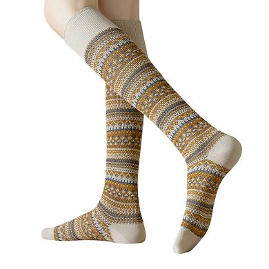 Women's 3-Pair Pack Knee-High Warm Socks with Vintage Stripe Design