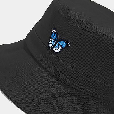 Women's Bucket Hat with Butterfly Embroidery