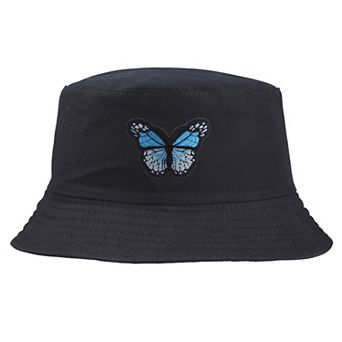 Women's Bucket Hat with Butterfly Embroidery