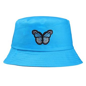 Women's Bucket Hat with Butterfly Embroidery
