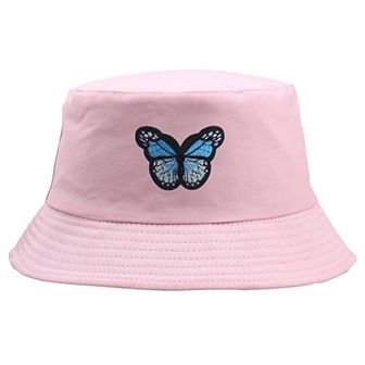 Women's Bucket Hat with Butterfly Embroidery