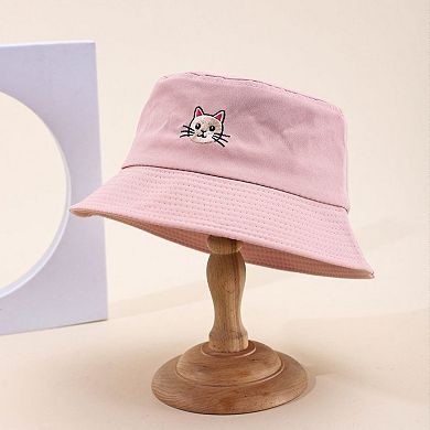 Women's Cute & Stylish Bucket Hat with Cat Embroidery