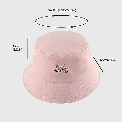 Women's Cute & Stylish Bucket Hat with Cat Embroidery