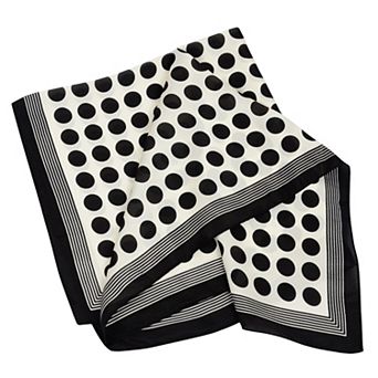 Fashion Satin Silk Scarf with Polka Dot and Floral Patterns Versatile Accessory