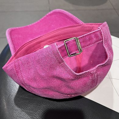 Women's Coral Vintage Washed Baseball Cap with Heart Embroidery