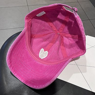 Women's Coral Vintage Washed Baseball Cap with Heart Embroidery