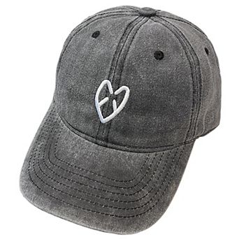 Women's Coral Vintage Washed Baseball Cap with Heart Embroidery