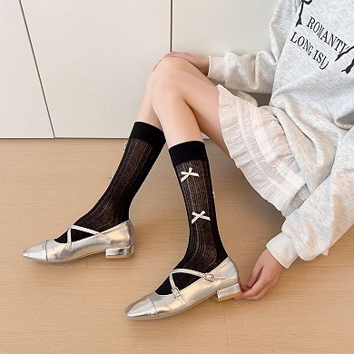 Women's 6pk Knee - High Socks with Bow Accents