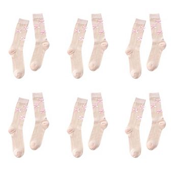 Women's 6 pk Knee - High Socks with Bow Accents