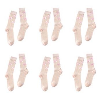 Women's 6 pk Knee - High Socks with Bow Accents