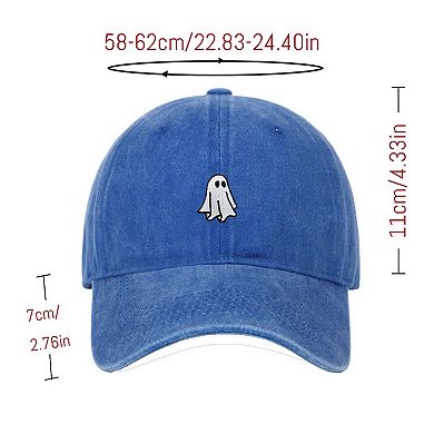 Women's Vintage Washed Baseball Cap with Ghost Embroidery