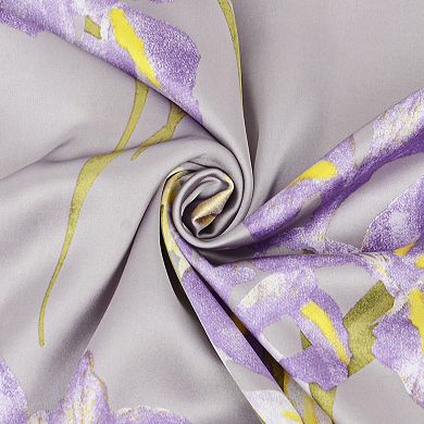 Satin Square Scarf with Elegant Floral Print for Neck Hair and Handbag Accessory