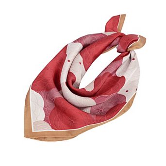 Satin Square Scarf with Elegant Floral Print for Neck Hair and Handbag Accessory