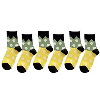 6 pk Women's Color - Blocked Polka Dot Cotton Ankle Socks - Trendy Ins - Style Socks