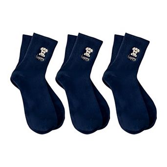 Women's 3-Pair Pack Cotton Blend Crew Socks with Cute Dogs Embroidery Design