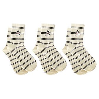 Women's 3-Pair Pack Cotton Blend Crew Socks with Cute Dogs Embroidery Design