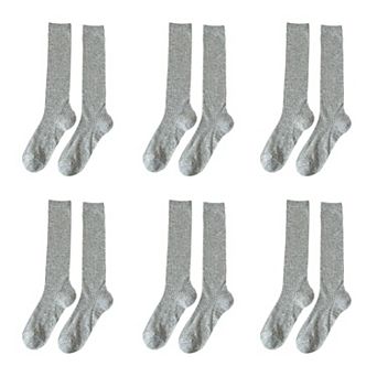 Women's 6 pk Ribbed Knee - High Socks - Soft & Breathable
