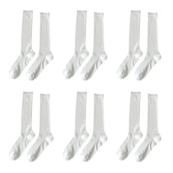 Women's 6 pk Ribbed Knee - High Socks - Soft & Breathable