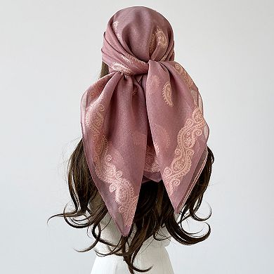 Vintage Jacquard Square Scarf Elegant Retro Floral Pattern Headscarf Shawl Wrap