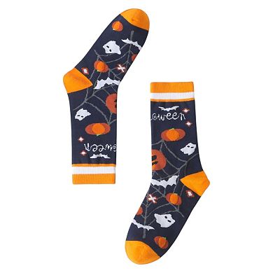 2 Pairs Women's Cotton Halloween Socks Fun Festive Holiday Patterns