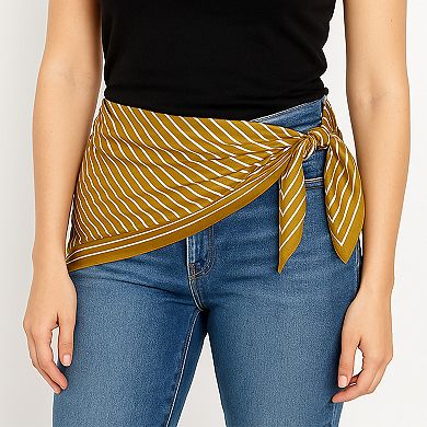 Women's Classic Striped Satin Square Scarf for Neck Hair Bag Decoration
