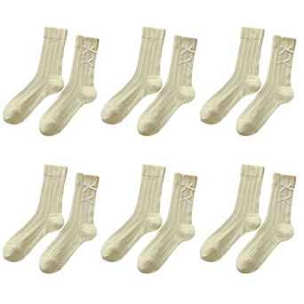 6 pk Women's Knee - High Socks with Bow Details