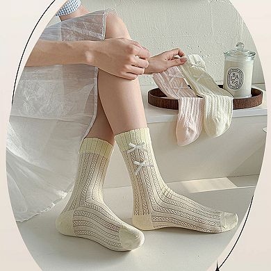 6pk Women's Knee - High Socks with Bow Details